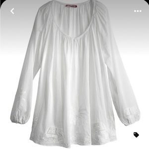 Calypso St. Barth Dualle White Elephant Embroidered Top.
